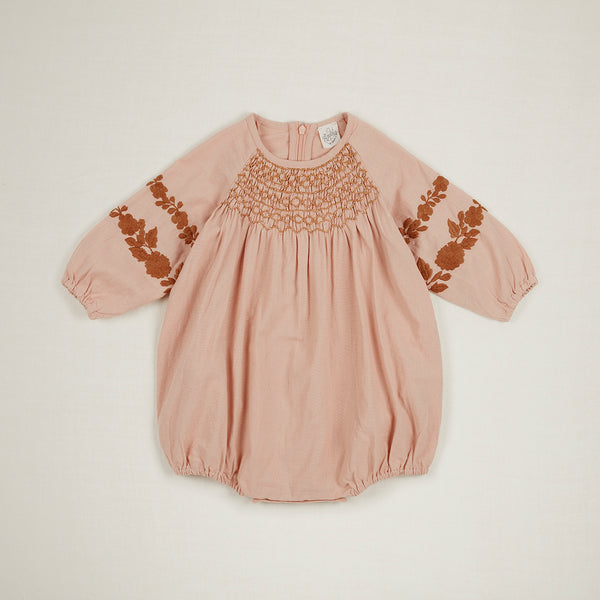 Apolina Kids Caren Smocked Romper - Carnation