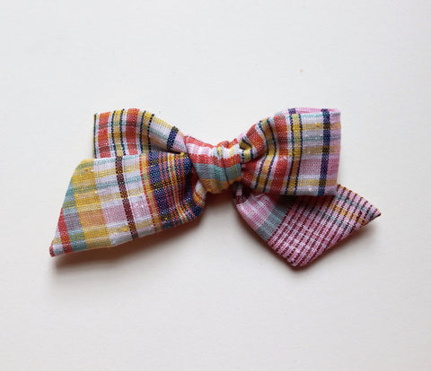 Maisie Loves Nory Plaid Linen Bow - Large Size