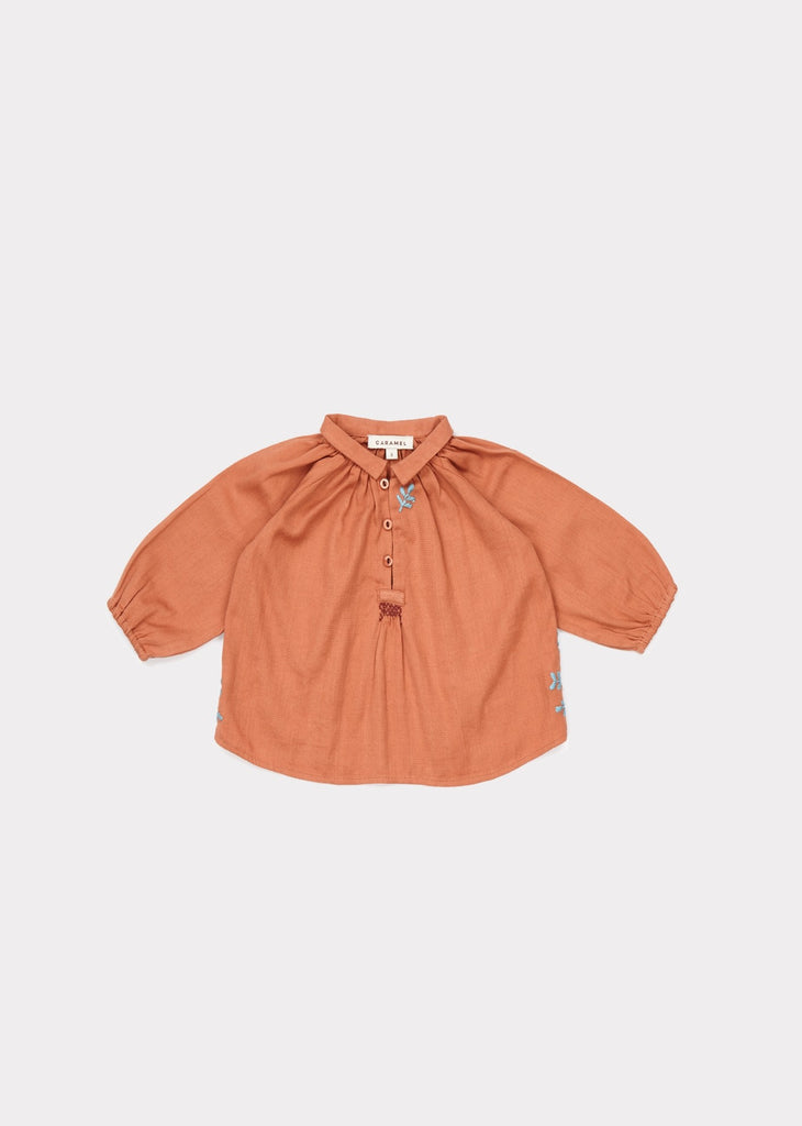 CARAMEL Haddon Embroidered Baby Blouse - Persimmon